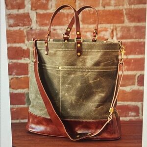 Artifact USA 503 Crossbody Shoulder Bag Waxed Canvas & Leather Dark Khaki Wax